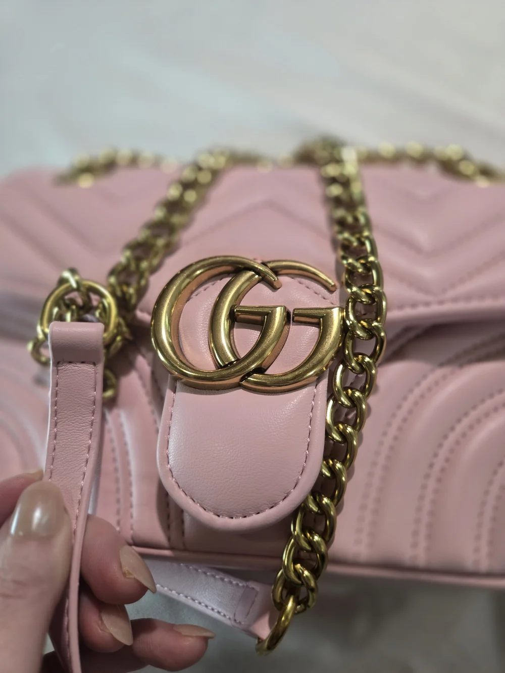 Leather Pink G Matelassé Shoulder Bag )Inspired - Priced To Sell